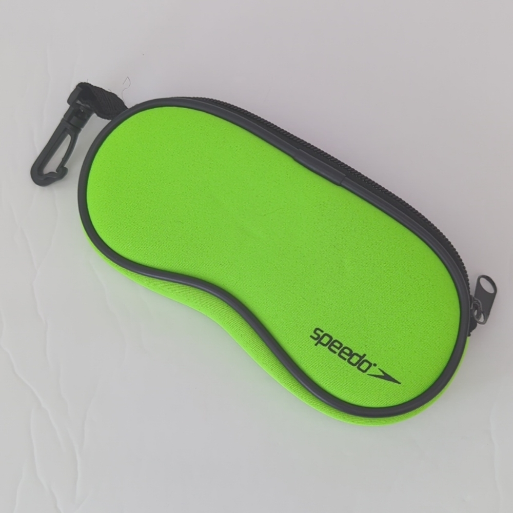 Speedo Sunglass Case Neon Green Black Zip Close Soft Shell